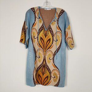 Zara Women's Mini Knit Dress Size Small Oversized Abstract Bohemian Art-to-Wear